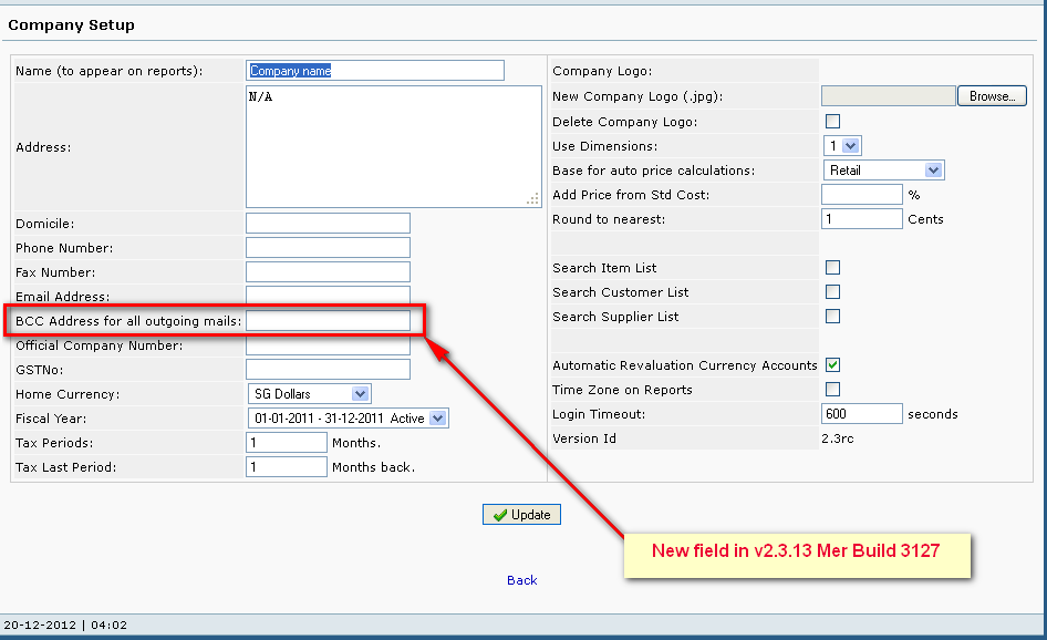 web accounting, company setup